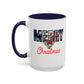 Merry Christmas Home Sweet Home Gift | 11oz | 15oz | White Color Rimmed Mug | Girl Soccer Player