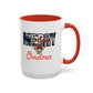 Merry Christmas Home Sweet Home Gift | 11oz | 15oz | White Color Rimmed Mug | Girl Soccer Player